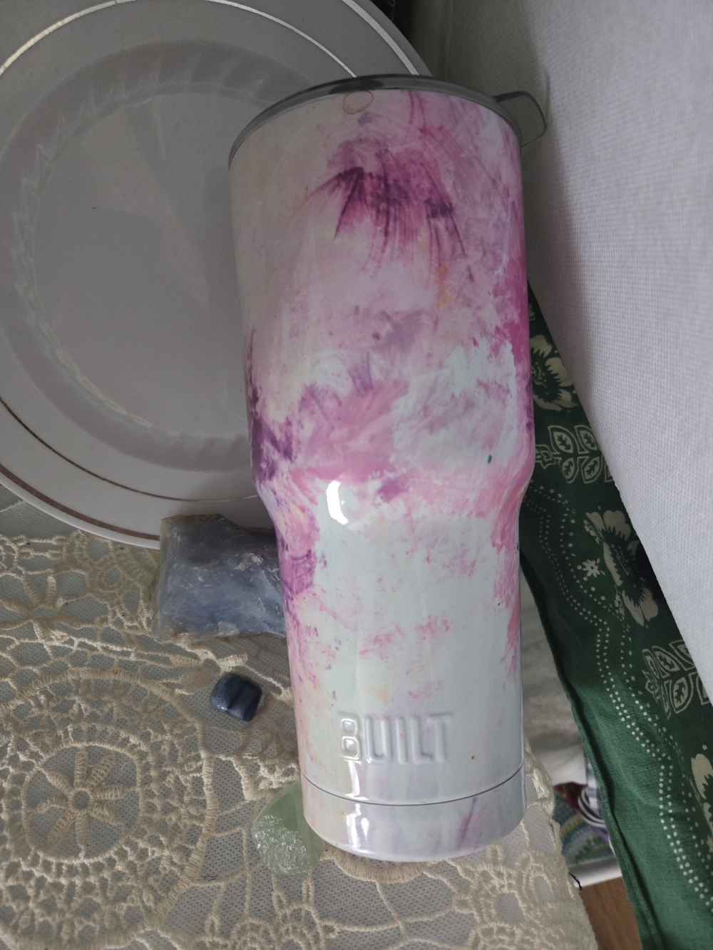 4/$15 BUILT Marbleized Pink & White Insulated Tumbler W/ Lid, Fits Metal Straws